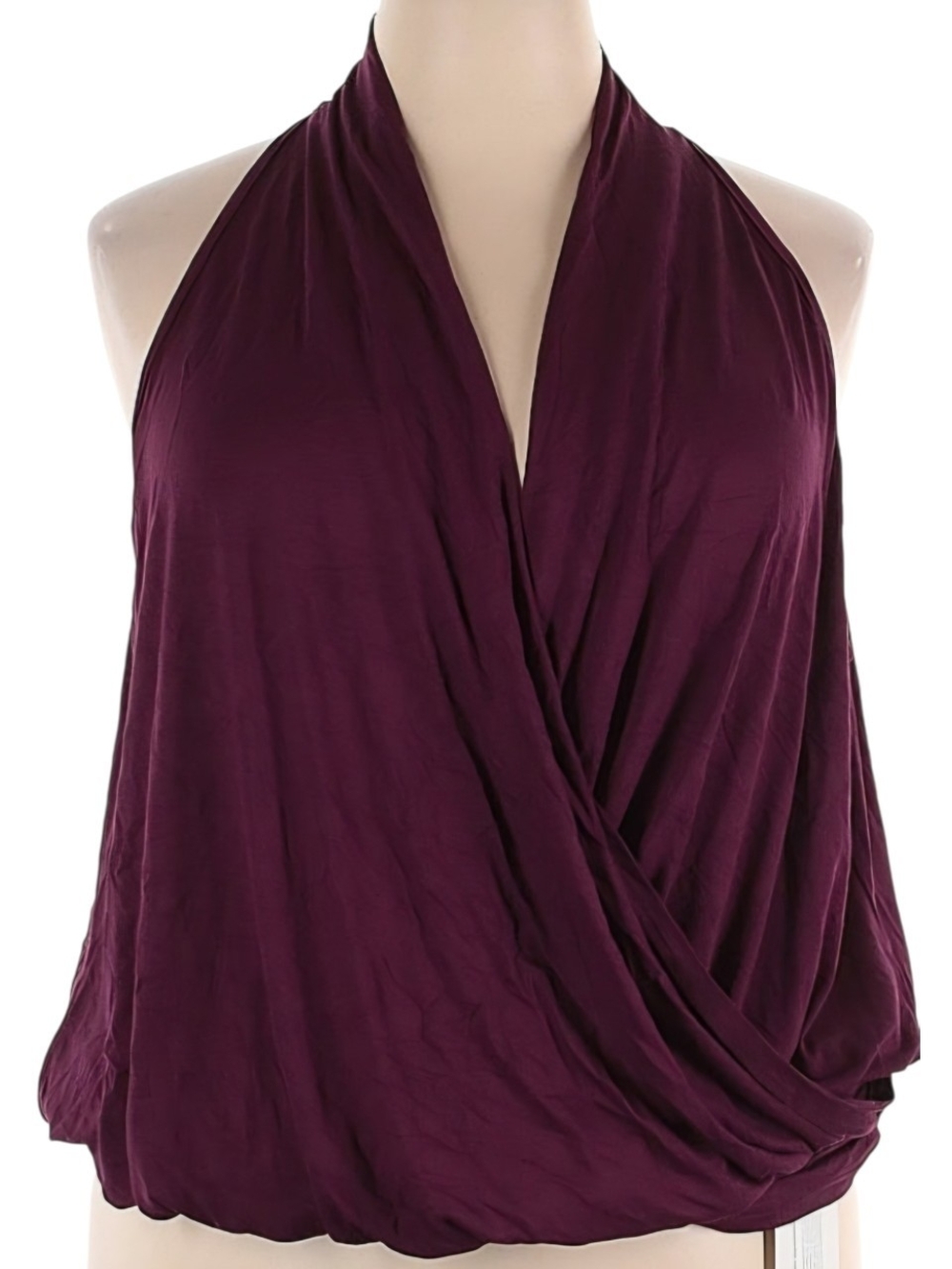 BloomChic Plum Burgundy Halter Neck Surplice Wrap Tank Top Plus Size 22-24